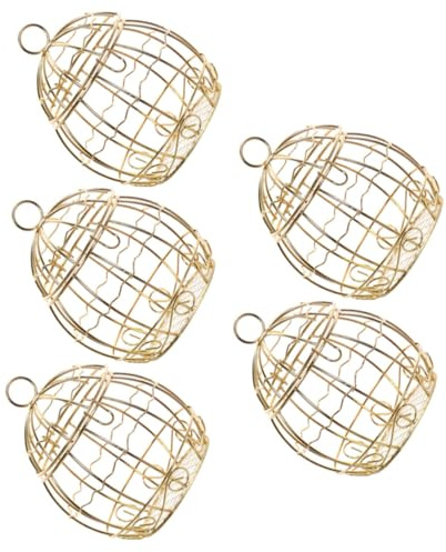 Alipis Bonboniere Goldfarben in Vogelkäfig Form 5 Stück-pack aus Eisen und Kreativ Gestaltet Tragbare und Einfache Hochzeitsbonboniere für Waldhochzeiten und Jubiläen