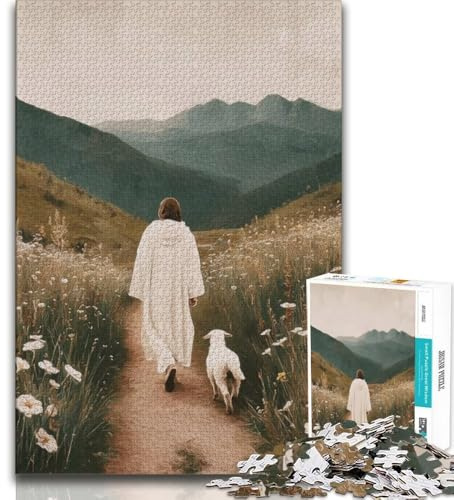 Puzzle 1000 Teile für Teenager Geschenke Jesus Schaf Puzzles Quizspiel Ganze Familie 38x26cm