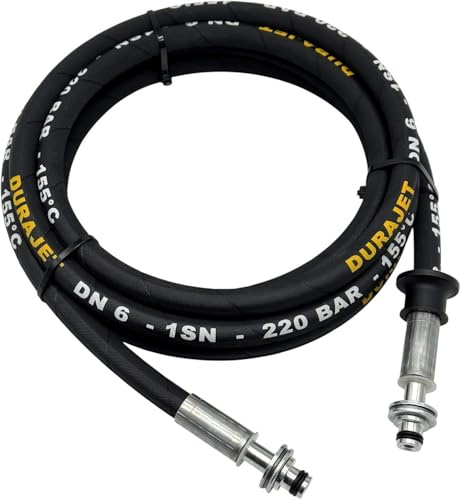 M&M Smartek DURAJET Hochdruckschlauch 15m 2x 11mm AVS, 220 bar | Beidseitig drehbare 11-mm-AVS-Stecknippel, Stahldrahteinlage und abriebfester Gummi; belastbar bis 220 bar und 150 °C.