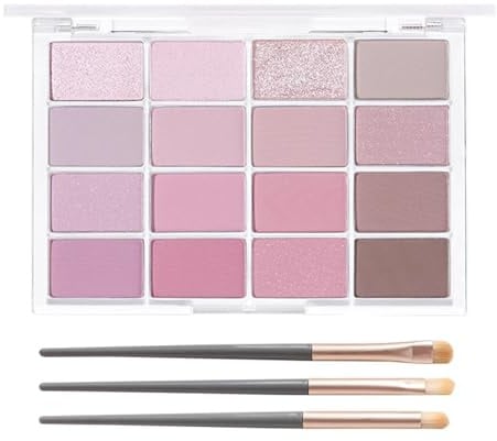 Palette di ombretti rosa, 16 colori pesca opachi e brillanti, set di trucchi per occhi sfumato rosa smokey ad alta pigmentazione, da donna, resistente all'acqua e a lunga durata