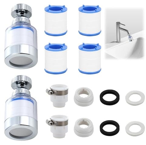 2er Set Wasserfilter Wasserhahn, Wasserhahnfilter für Trinkwasser, Effektive Wasserfilter für Wasserhahn, Schnelle Entkalkung mit PP-Baumwolle, Universell Einsetzbar für Sauberes Trinkwasser