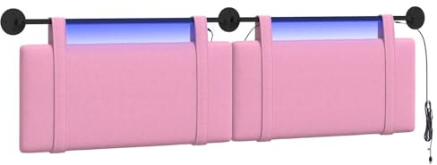 vidaXL Hängendes Kopfteil Mit LED Licht Rosa Stoff, Stylische Schlafzimmer-Deko, modernes Wandkopfteil, luxuriöser Stoffakzent, gemütliche Schlaf-Oase