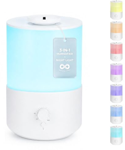 AiQInu 2,5L Luftbefeuchter & Diffuser, Leise 28h, Nachtlicht, Auto-Off, BPA-Frei, Top-Befüllung – Für Schlafzimmer & Pflanzen