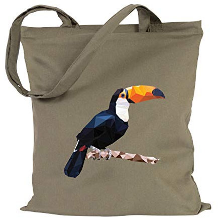 JUNIWORDS Jutebeutel - Wähle ein Motiv & Farbe - Tukan Farbe: Khaki