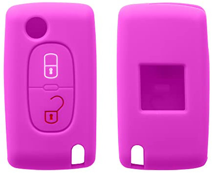 kwmobile Accessoire clé de Voiture Compatible avec Peugeot Citroen Clef de Voiture 2-Bouton - Coque en Silicone Souple pour Clef de Voiture Fuchsia
