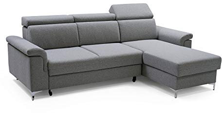 MOEBLO Ecksofa mit Schlaffunktion Mit Bettkästen Eckcouch Polsterecke Modernes Design REVON (grau, Ecksofa Rechts)
