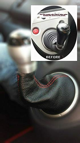 The Tuning Shop Schaltsack aus Leder, rote Naht für Honda Civic 01–05