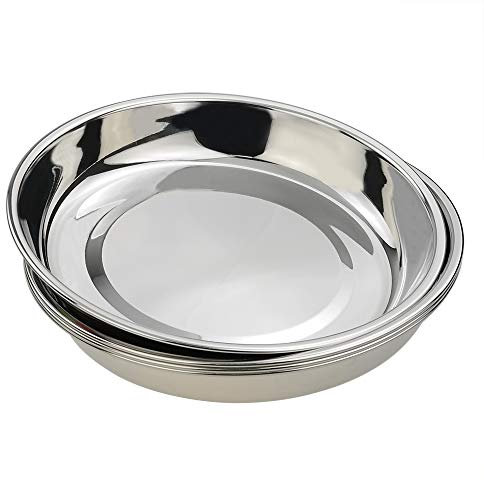 Callyne Set of 4 Stainless Steel Round Dinner Plate, Metal Food Plate