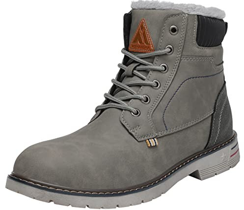 Mishansha Scarponcino Uomo Donna Stivaletti Invernale Impermeabili Stivali Piatti Scarpe da Neve con Calda Foderata - Comode Leggeri Antiscivolo, Fossile Grigio, 44 EU