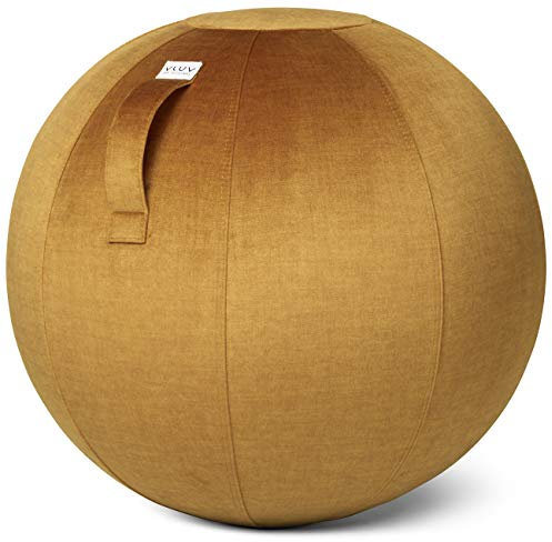 VLUV BOL VARM Stoff-Sitzball in Pumpkin, Ø 60cm-65cm, Samt-Möbelbezugstoff - robust, formstabil, mit Tragegriff und Bodenring