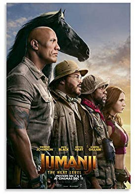KKMM Jumanji Filmposter, Motiv: Dschungel, Abenteuer, Komödie, Werbe-Cover, 1 Poster, dekoratives Gemälde, Leinwand, Wandkunst, Wohnzimmer, Poster, Schlafzimmer, Malerei, 50 x 75 cm