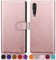 SUANPOT [RFID Schutz für Huawei P20 Pro Hülle PU Leder Handyhülle Lederhülle Klapphülle Kartenfach Flip Cover für Huawei P20 Pro Handy hülle Leather Phone Case Roségold