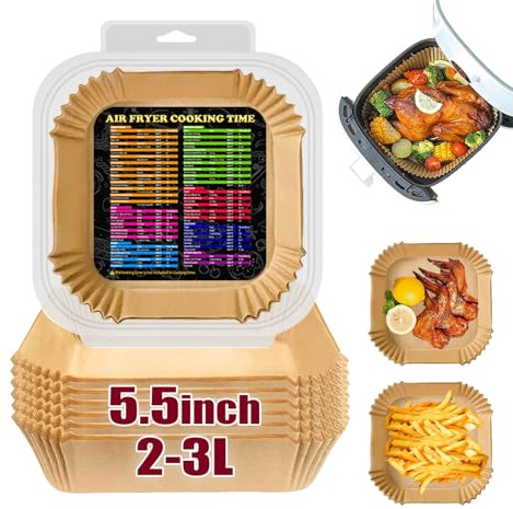 Air Fryer Liners for Midea Compact 2L Air Fryer, Mini Airfryer Liners 5.5 Inch for Chefman 2L, COSORI and Daewoo 2L Air Fryer, Disposable Air Fryer Parchment Paper Liners 100PCS
