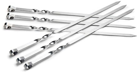 IMEEA 40cm Edelstahl Grillspieße Wiederverwendbare Breite Flache Schaschlikspieße Metall Kabob Spieße (10 Stück)