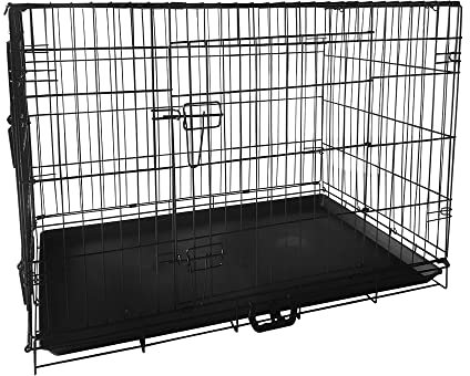 Signzworld Puppy Dog Crate 2 Doors 36 inch with Removal Tray Folding Metal Pet Training Cage Animal Carrier Large