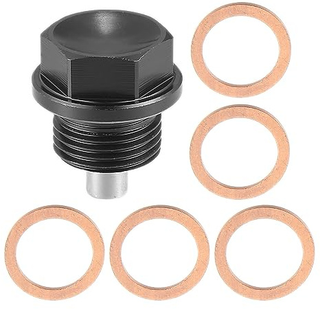 X AUTOHAUX Magnetische Ölablassschraube M18x1,5 Schwarz 1pc Aluminium | Aluminium, M18x1,5, 5 Dichtungen, Universell Passend
