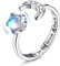 Milacolato 925 Sterling Silber Fidget Ring Für Damen Frauen Mädchen Offen Verstellbar Mondstein Anxiety Ringe CZ Mond Stern Spinner Ring Schriftzug Promise Hochzeit Verlobungsringe Mit Geschenkbox