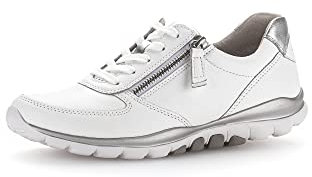 Gabor Damen Low-Top Sneaker, Frauen Halbschuhe,Wechselfußbett,straßenschuhe,Strassenschuhe,Sportschuhe,Turnschuhe,Weiss/Silber,35 EU / 2.5 UK
