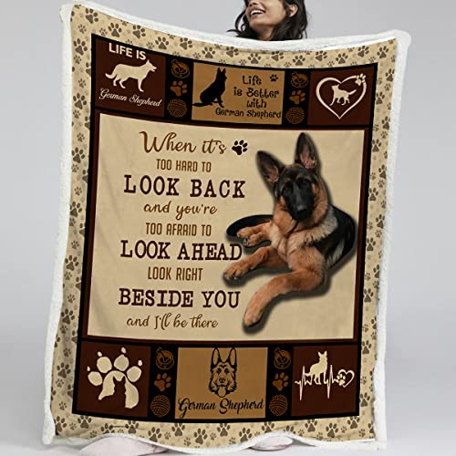 BlessLiving German Shepherd Fleece Blanket Cute Dog Art Sherpa Blanket Dog Blanket Soft Plush Throw Blanket Cozy Fuzzy Warm Blankets for Women Men German Shepherd Gifts Twin/Double (150x200cm)