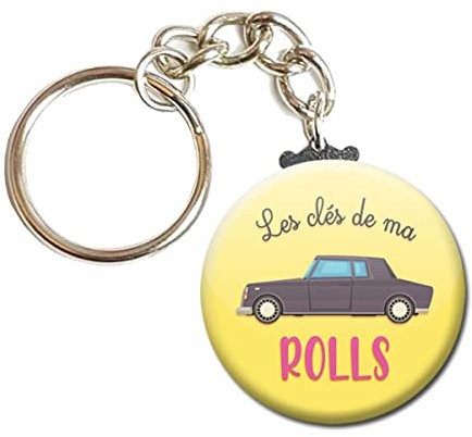 Porte Clés Chaînette 3,8 centimètres Les clés de ma Rolls Idée Cadeau Accessoire Fête Noel Anniversaire Remerciement Humour Moto Maison Voiture
