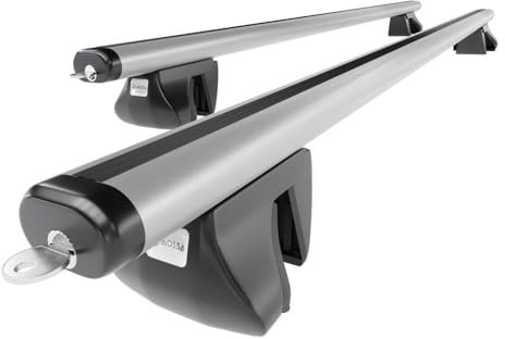 Mossa Barres de Toit en Aluminium adapté pour Renault Laguna MK III Estate (2008-2015) - Porte-Bagages de Voiture Argent - Rails 1