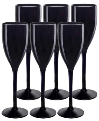 SPARKLERS CLUB Lot de 6 Flutes à Champagne couleur Noir 12cl - Verre Incassable en SMMA (équivalent TRITAN), MADE IN FRANCE, Prise en Main facile, Flute pour soirée et évènements - LIVRAISON 24/48H