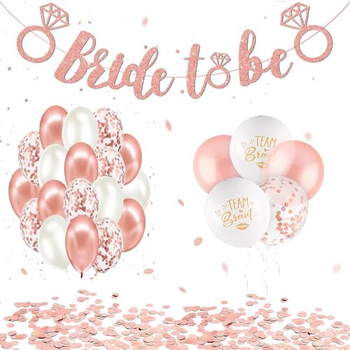 Zulbceo 15 Pcs Latex Luftballons und 1pcs Bride To Be Banner Hintergrund und Runde Konfetti Bachelorette Partydeko Junggesellinnenabschied Frauen usw.