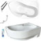 ECOLAM Baignoire de coin asymétrique Wela 170 x 100 cm droite + tablier en acrylique blanc | pieds siphon silicone set complet