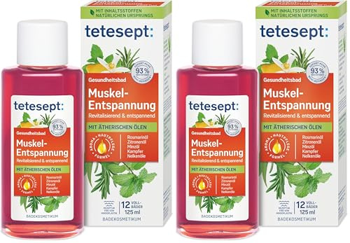 tetesept Muskel-Entspannung Bad – Gesundheitsbad mit ätherischen Ölen – Entspannender Badezusatz nach körperlicher Anstrengung – 1 x 125 ml (Packung mit 2)