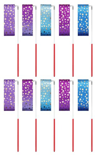 MUROAD 10 Stück Fitness-Bänder, passend für künstlerische Tanzgymnastik, Zirkus-Karnevalsshows, Taktstock, drehbar