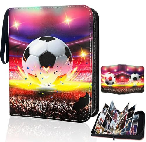 Sammelkarten Album Fussball,Fußballsammelalbum karten,50 Seiten, Kapazität für 400 Karten,Sammelalbum Fußball Karten,Fußball Karten Kapazität,Fußball Karten Ordner sammelheft