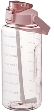 dzqad Gourde 2l Motivation Bouteille - Étanche Boissons Bouteille | Gourde Sport, Bouteille D'eau Sans BPA | Avec Paille Et Marqueur De Temps | Pour Sports, Salle De Sport, Cyclisme, Bureau, Camping