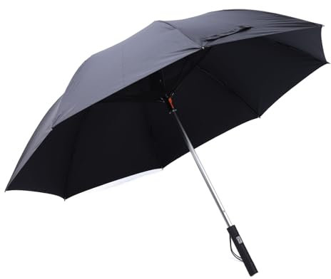Parapluie de Ventilateur, UV, Structure Robuste, 90 Cm, Parapluie de Pluie, Batterie Amovible, Lame de Ventilateur Pliable pour le Shopping et les Voyages (BLACK)