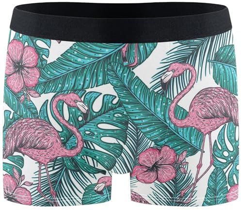 Boxer Shorty Homme Fleur De Flamant Roses Tropicale, Underwear Aérée Caleçon Boxeur Homme Respirant Caleçon Homme XXL