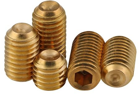 Haroar 10Pcs M6x5mm~30mm Brass Hexagon Socket Set Screws With Cup Point Headless Screws Grub Screws(10Pcs M6x10)