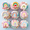 Blumomon 40Pcs Edible Rainbow Cupcake Toppers Rainbow Happy Birthday Theme Edible Cake Decorations for Rainbow Birthday Baby Shower Party Decoration Supplies