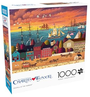 Buffalo Games - Charles Wysocki - Hoopla at The Harbor - 1000-teiliges Puzzle für Erwachsene herausforderndes Puzzle perfekt für Spieleabende - Fertige Puzzle-Größe ist 26,75 x 19,75 cm