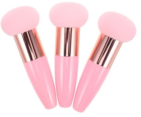 Didiseaon Mushroom Head Powder Puff Makeup Sponges 3pcs Silicone Foundation Sponges Handle for Face Blush