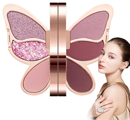 Palette de Fards À Paupières, Palette de Fards À Paupières Papillon Unique de 6 Couleurs Scintillantes, Palette pour Les Yeux Imperméable Longue Durée, Palette de Maquillage Colorée