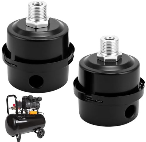 QWORK® 2 PZ Filtro silenziatore aria compressa, silenziatore del filtro di aspirazione del compressore d'aria del metallo, 3/8 PT 16mm