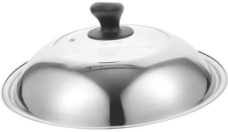 ELAYARD Couvercle pour Wok et Casserole 32 Cm en Acier Inoxydable et Verre Visible, Résistant la Chaleur, Adapté la Cuisine Domestique et Professionnelle, Couvercle Plusieurs styles