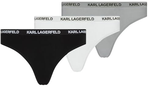 Karl Lagerfeld Damen Logo Brief (3 Pack) Schwarz/Weiß/Grau L