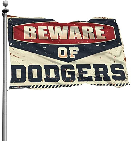 Garagen-Zubehör für Männerhöhle Beware Of Dodgers, College-Zimmer-Schild, Raumzubehör für Herren (120 x 180 cm)