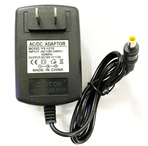 YJCUCVL Adattatore CA 12 V 1,5 A 5,5 mm con ago for Ca.sio AD-A12150LW PX, WK, CDP, AP, tastiera for pianoforte digitale serie CTK Privia(UK)