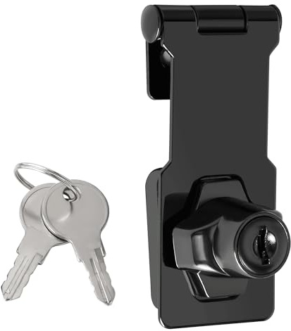 SAYAYO Shed Lock with 2 Keys, Keyed Hasp Door Lock Garden Gate Latch Bolt Security for Wooden Gates, 3 Inches Metal Matte Black Finished