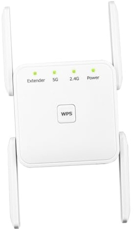 TOGEVAL Ripetitore Wifi Mbps con Amplificatore Segnale e Antenne Esterno Extender da Parete ad Alta Potenza con Porta Modalità Relay e Accesso Facile Bianco
