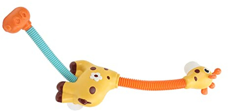 Dilwe Juguetes de Baño para Bebés, Cabezal de Ducha Eléctrico de Jirafa con 3 Ventosas y Rociador de Agua para Niños Pequeños, Juego de Bañera