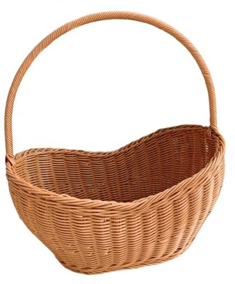 LOVIVER Panier de Pique-Nique avec Poignée, Corbeille à Provisions en Rotin Synthétique Rustique Tressé à la Main, Panier Décoratif avec Poignée, Idéal pour Pique-niques, Camping, S