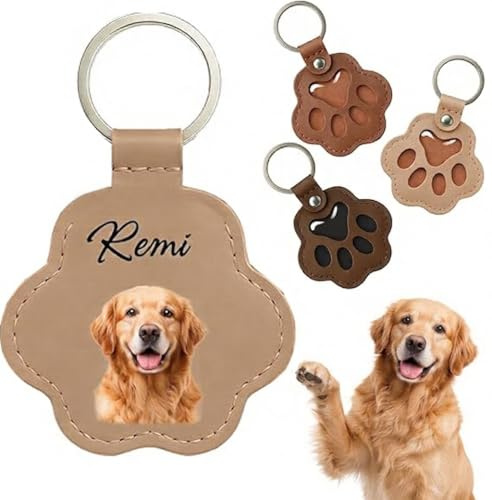 Porte Clef Personnalisable Photo Porte Clé Personnalisé Boîte Souvenir avec Nom pour Poils Chien Chat Cadeau Personnalisé pour Femme Amoureux des Animaux