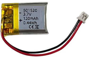 501520 LiPo Akku 3,7V 120mAh – extrem leicht nur 2,7g, wiederaufladbare Lithium-Polymer Batterie mit 1,25mm Stecker & Schutzschaltung für DIY Elektronik, Bluetooth Headset, GPS, Smartwatch, Sensorik